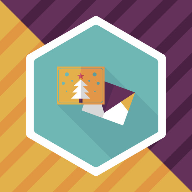 圣诞贺卡扁平图标与长影子，eps10图片下载