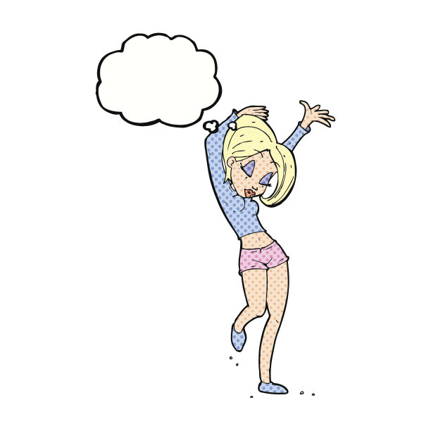 卡通美女与思想泡泡跳舞图片下载