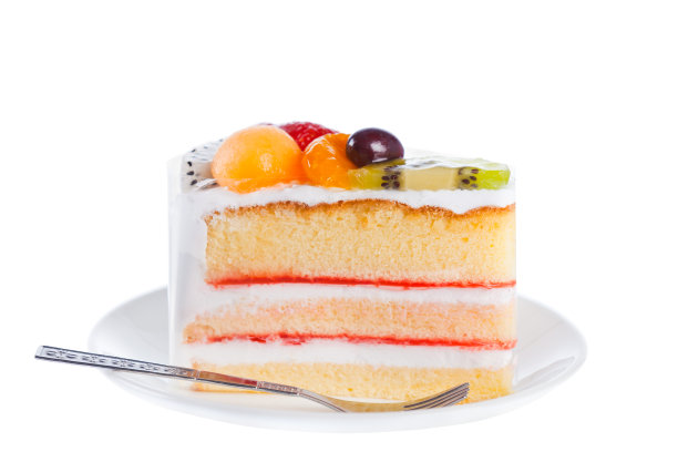 一块美味的蛋糕，孤立在白色的背景上图片下载