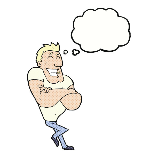 有思想泡泡的卡通肌肉男图片下载