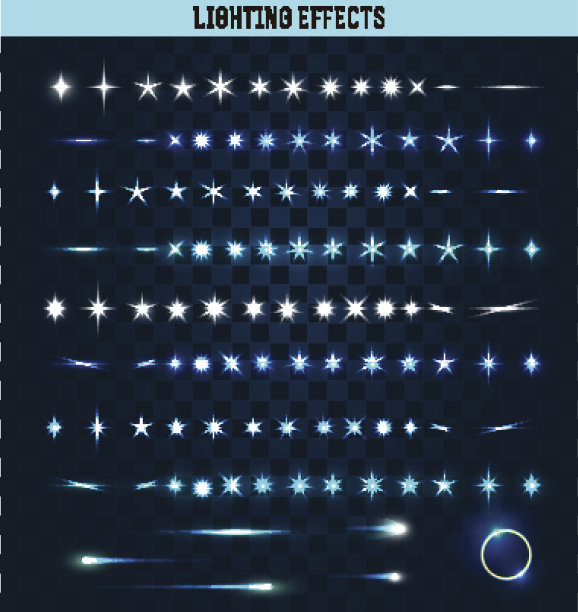 大型灯光隔离效果。魔法,明亮的恒星图片下载