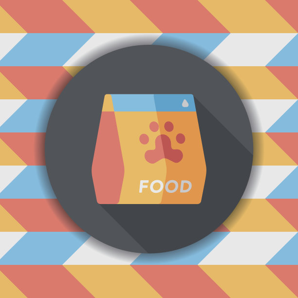 宠物狗粮平板图标与长影子，eps10图片下载