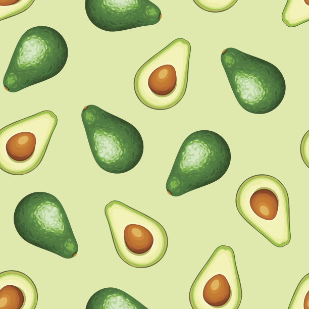 无缝背景与牛油果。矢量插图。素材图片