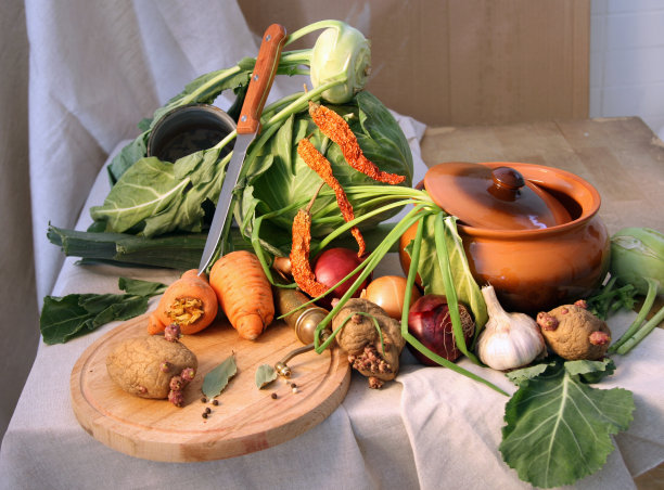 静物的蔬菜汤图片下载