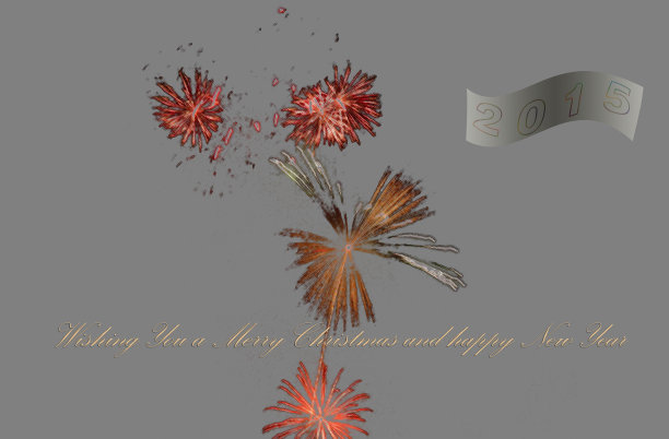 2015年圣诞和新年贺卡灰色图片下载