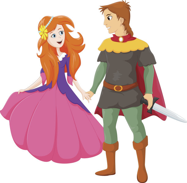 描绘了快乐迷人的王子和美丽的公主图片下载