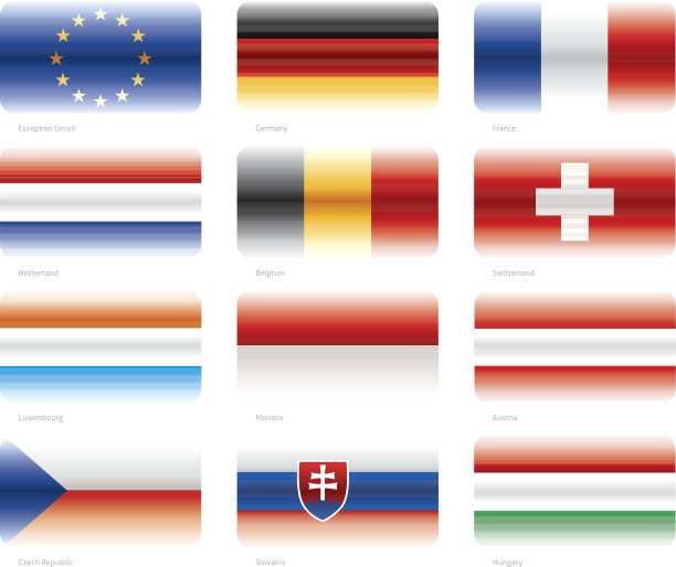 现代旗帜设置在西欧和中欧图片下载