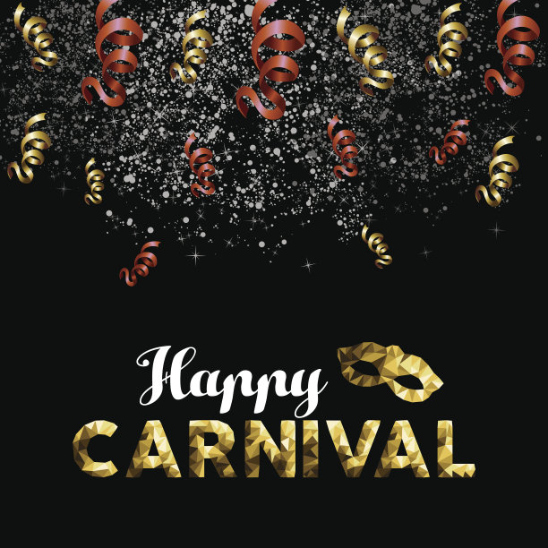 快乐狂欢低聚金面具伴五彩纸屑图片下载