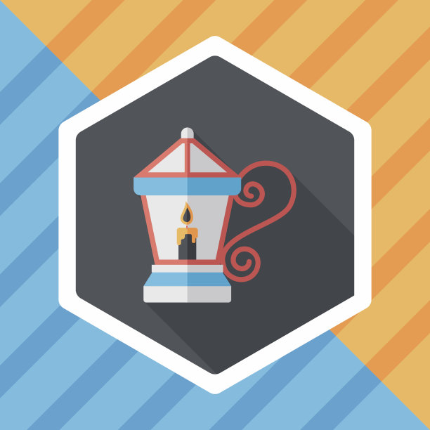 圣诞灯与长影子扁平图标，eps10图片下载