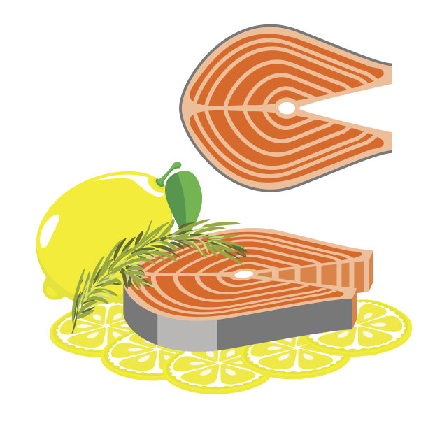 鱼配迷迭香和柠檬图片下载