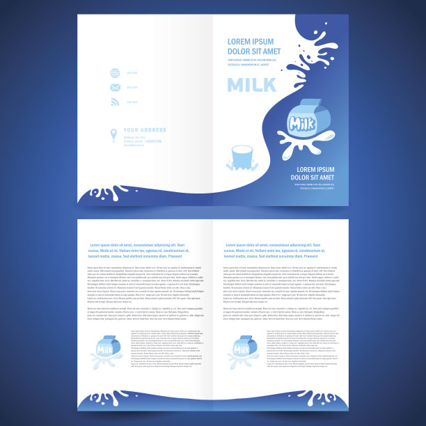 小册子目录小册子夹牛奶液体滴溅白色图片下载