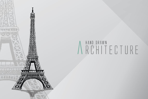 手绘埃菲尔铁塔。巴黎,矢量图图片下载