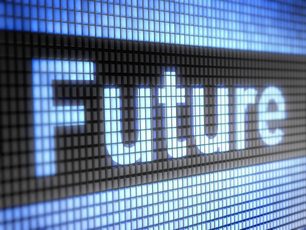 未来拼写在LED灯的数字板上图片下载