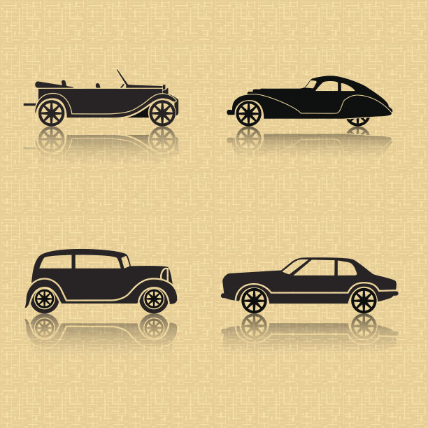 用反光剪影古董车图片下载