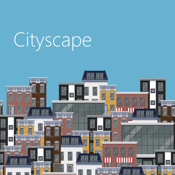 不同城市建筑的矢量平面插图。citycape图片下载