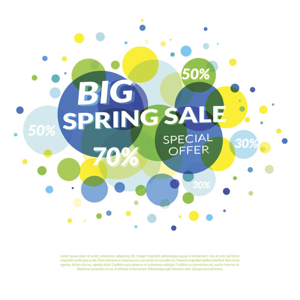 春季大促销。旗帜设计模板与圆。图片下载