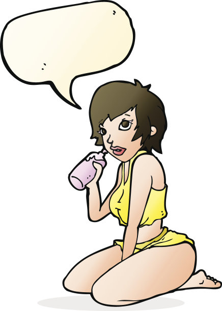 卡通性感的健身房女孩与讲话泡泡图片下载