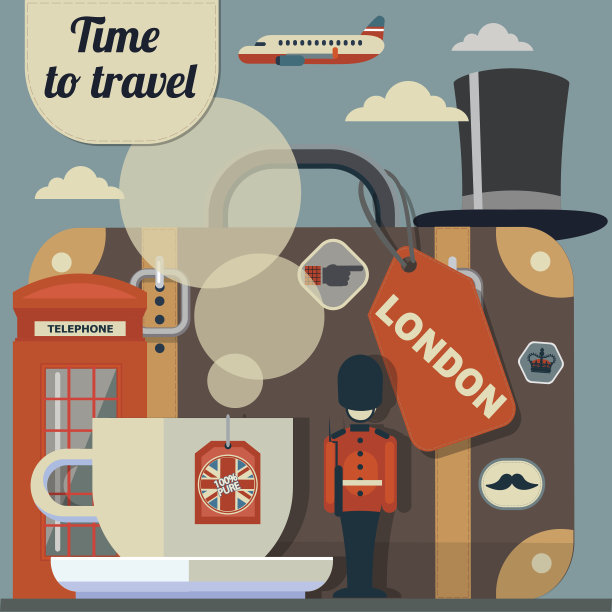 伦敦旅行的复古矢量插图图片下载