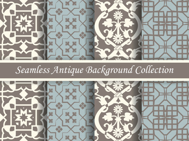 古董无缝背景收藏棕蓝47图片下载