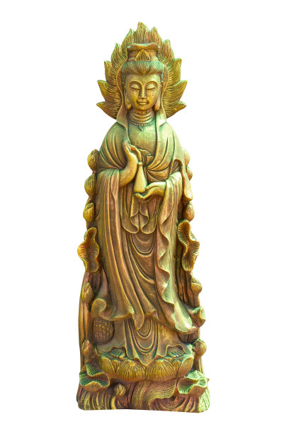 观音像在白色的背景图片下载