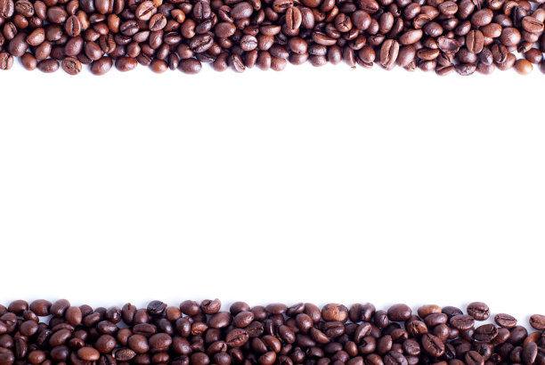咖啡豆在顶部和底部中间分开图片下载