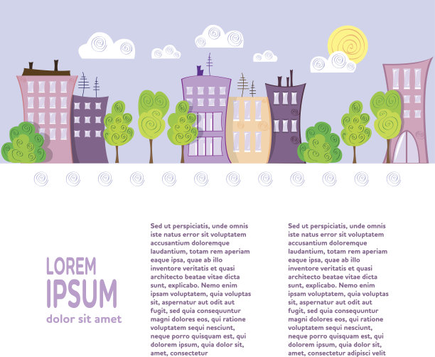 建筑背景的旗帜设计图片下载