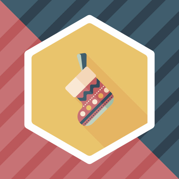 圣诞长袜与长影子扁平图标，eps10图片下载