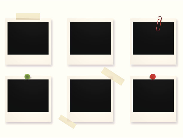 带回形针和别针的空宝丽来胶片图片下载