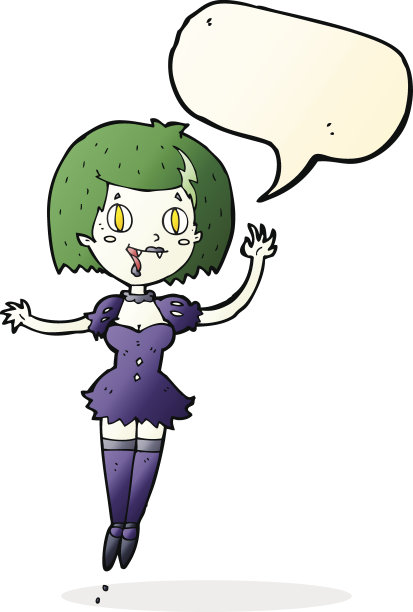 卡通快乐的吸血鬼女孩与言语泡泡图片下载