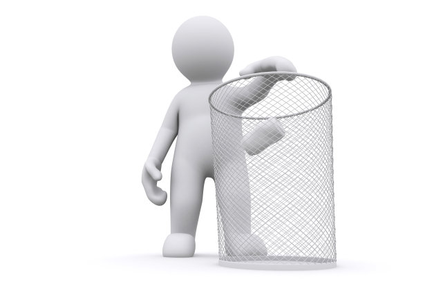 3d白人往垃圾里扔垃圾桶。图片下载