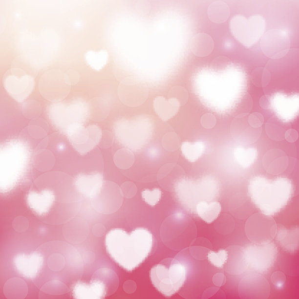 抽象浪漫的背景与心和散景灯图片下载