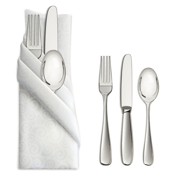 餐巾纸上的刀叉餐具图片下载