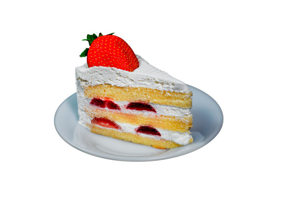 白色背景上的草莓蛋糕图片下载