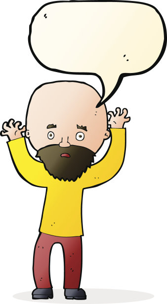 卡通大胡子男人惊慌失措地说着话图片下载