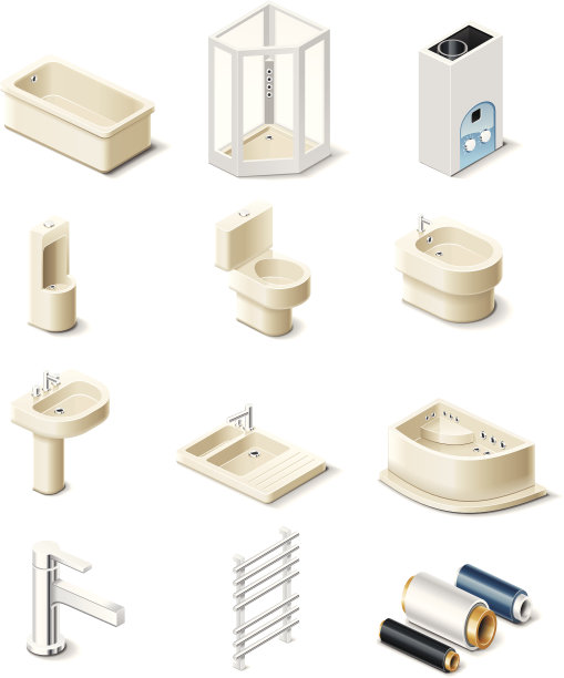 矢量建筑产品图标。卫生工程图片下载