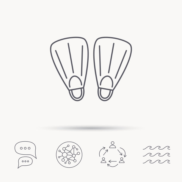 游泳的鳍状肢图标。潜水的迹象。图片下载