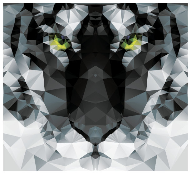 几何多边形白虎头，三角形图案设计，矢量插图图片下载