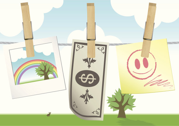 矢量插图的一个晾衣绳与衣服别针图片下载