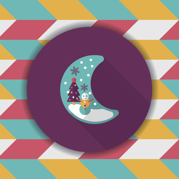 圣诞月亮平与阴影的图标图片下载