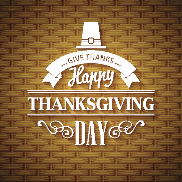 感恩节印刷贺卡。柳条篮子纹理。矢量图图片下载