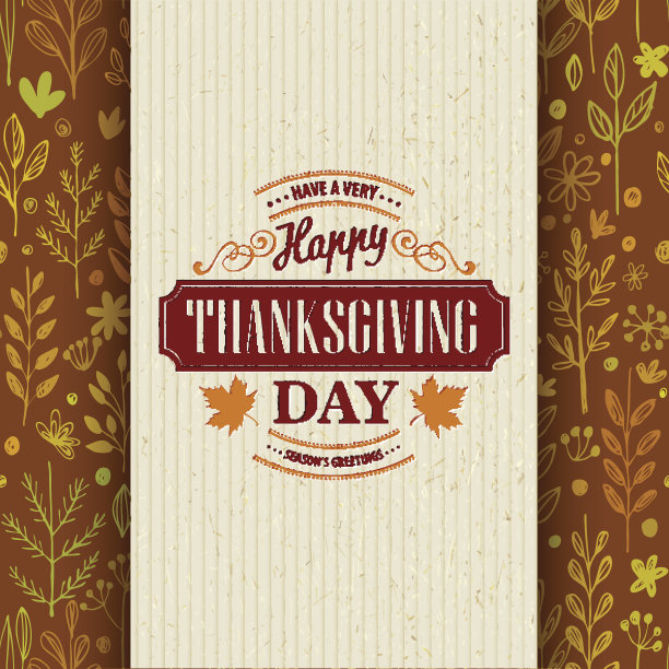 感恩节印刷贺卡无缝模式。矢量图图片下载