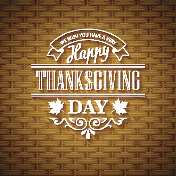 感恩节印刷贺卡。柳条篮子纹理。矢量图图片下载