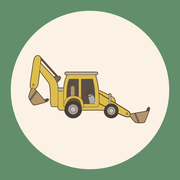挖掘机主题元素向量，eps图片下载