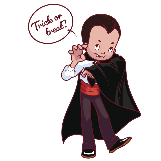 万圣节男孩打扮成吸血鬼。图片下载