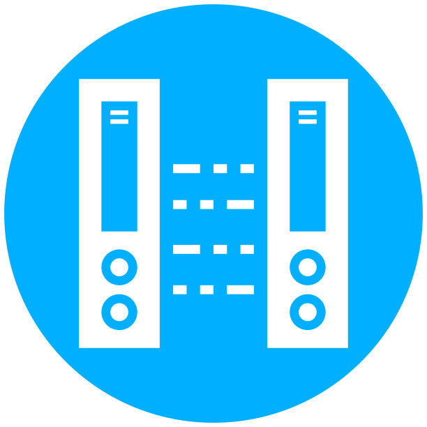 网络服务器图标上的圆形按钮。图片下载