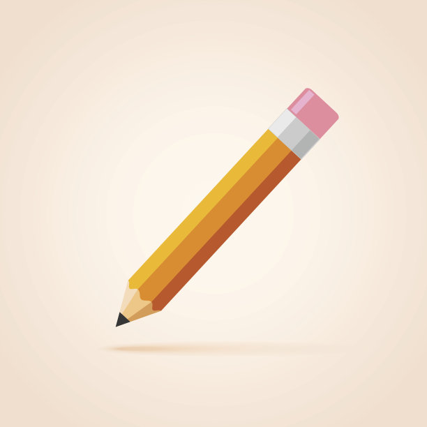 带有橡皮图标的铅笔。带有阴影的平面设计。图片下载
