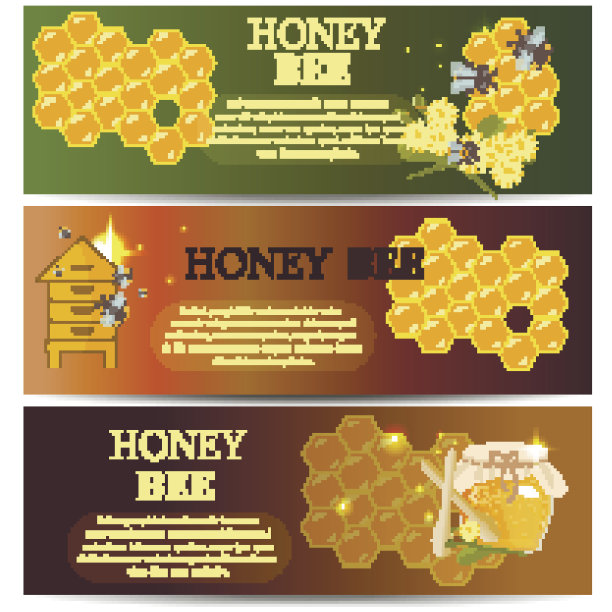 蜂场旗帜向量集。图片下载