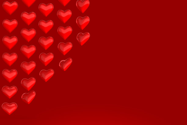 情人节白底红心。红色的爱的象征。图片下载