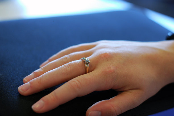 女孩手上拿着钻石戒指图片下载