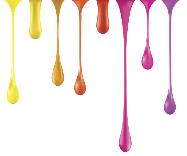 彩虹光泽油漆滴斑点孤立在白色。向量。3 d图片下载